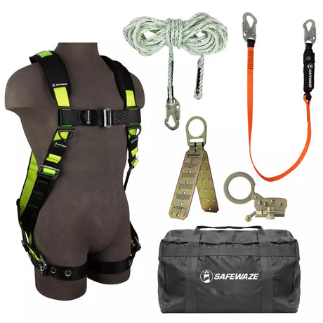 PRO Bag Roof Kit: FS185 Harness, FS700-50 VLL, FS1120 Grab, FS88560-E Lanyard, FS870 Anchor, FS8175 Bag Safewaze