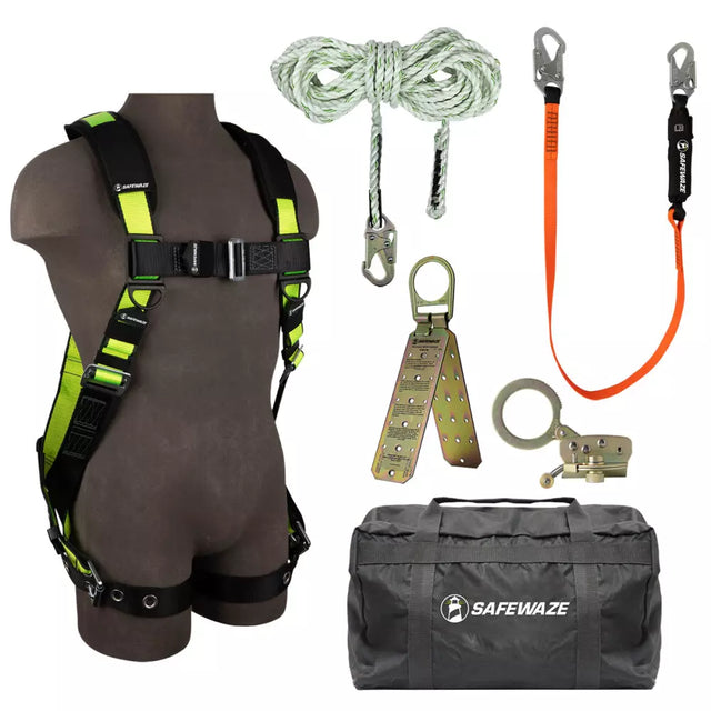 PRO Bag Roof Kit: FS185 Harness, FS700-50 VLL, FS1120 Grab, FS88560-E Lanyard, FS870 Anchor, FS8175 Bag Safewaze
