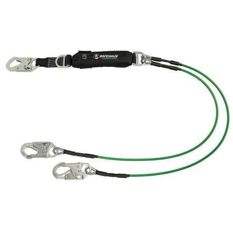 Leading Edge 6′ Energy Absorbing Lanyard: D-Ring, Dual Leg, Snap Hooks Safewaze