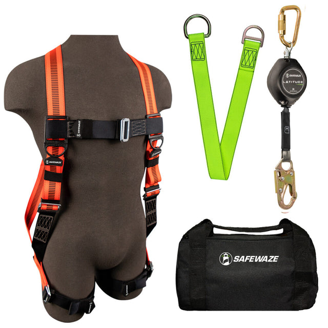 V-Line Bag Kit: FS99280-E Harness, FS-FSP1411-W SRL-P, FS811-3 Anchor, FS8125 Bag Safewaze