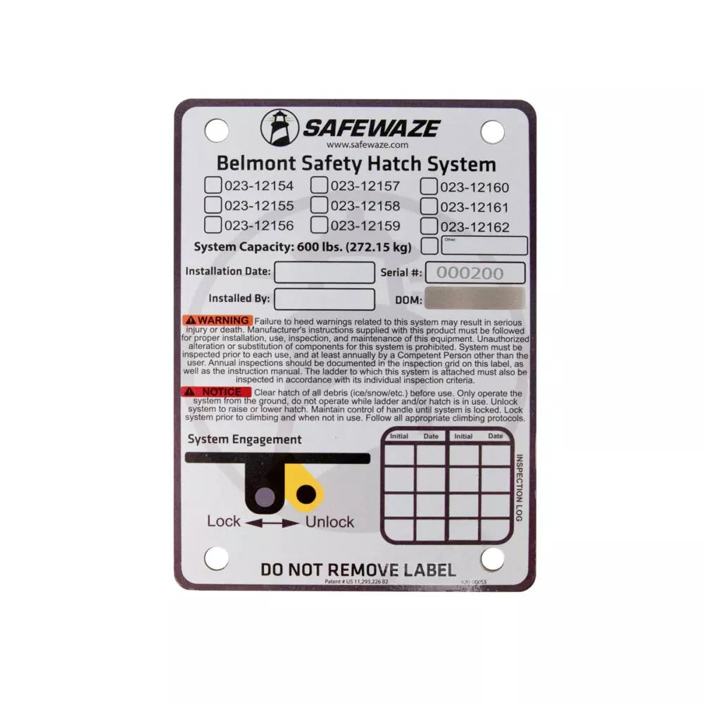 Belmont Safety Hatch System with Front Mount Brackets Safewaze