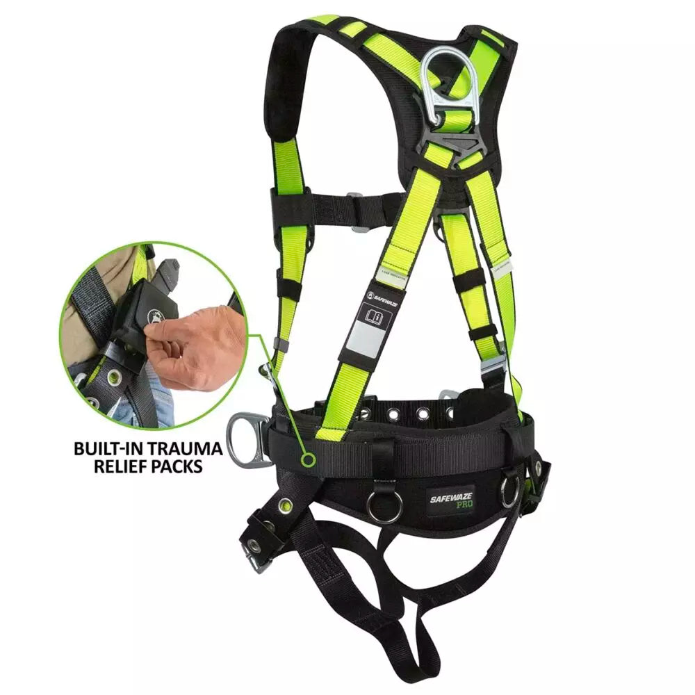 PRO Construction Harness: 3D, MB Chest, TB Legs, Trauma Relief Safewaze