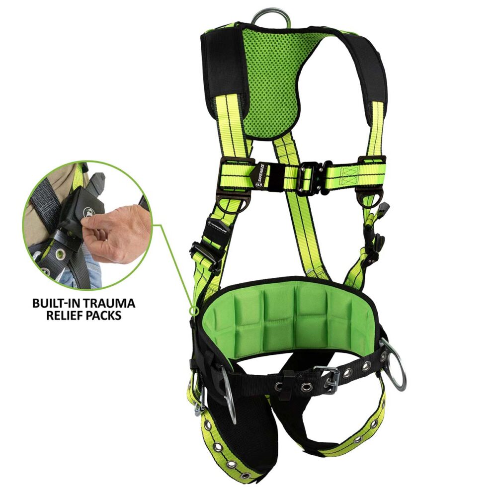 PRO+ Construction Harness: 3D, QC Chest, TB Legs, Trauma Relief Safewaze