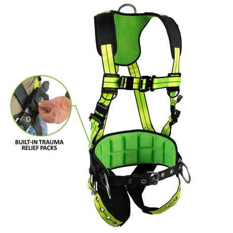 PRO+ Construction Harness: 3D, QC Chest, TB Legs, Trauma Relief Safewaze