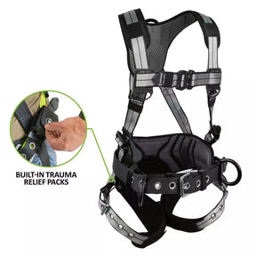 PRO+ Slate Construction Harness: Alu 3D, Alu QC Chest, TB Legs, Trauma Relief Safewaze