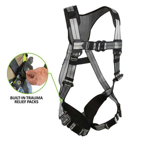 PRO+ Slate Full Body Harness: Alu 1D, Alu QC Chest/Legs, Trauma Relief Safewaze