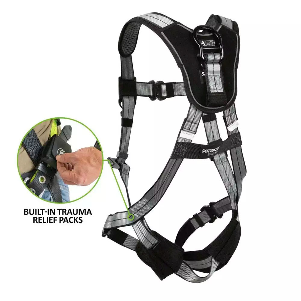 PRO+ Slate Full Body Harness: Alu 1D, Alu QC Chest/Legs, Trauma Relief Safewaze