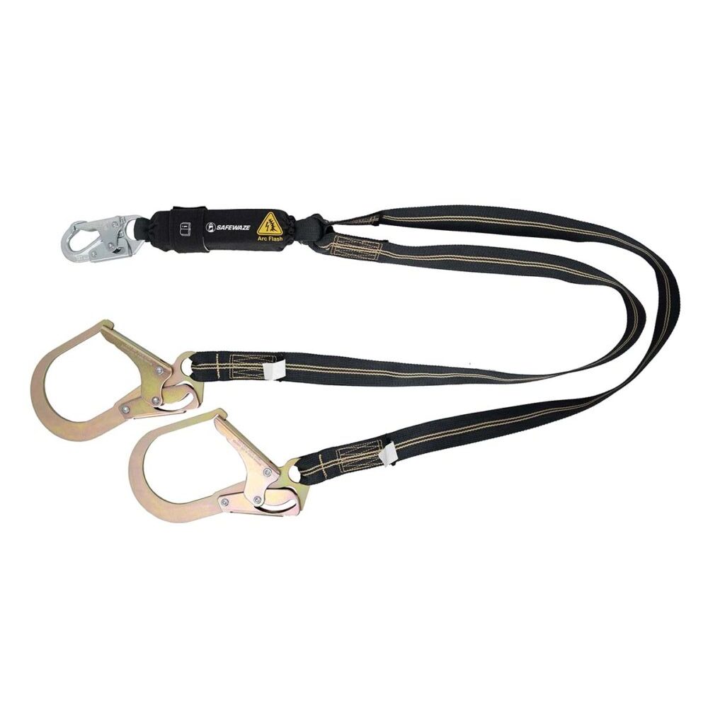 Arc Flash 6′ Energy Absorbing Lanyard: 12’FF, Aramid, Dual Leg, Tower Rebar Hook Safewaze