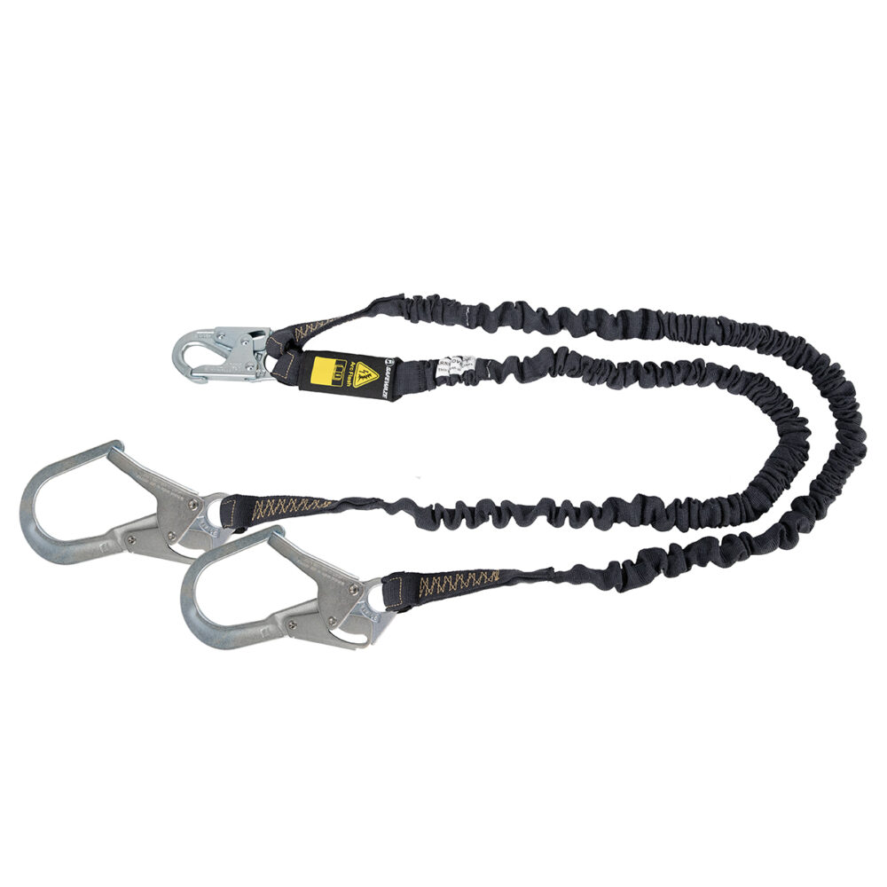 Arc Flash 6′ Internal Energy Absorbing Lanyard: Aramid, Dual Leg, Rebar Hooks Safewaze