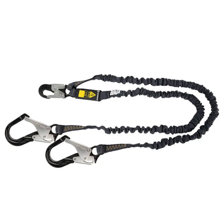 Arc Flash 6′ Internal Energy Absorbing Lanyard: Aramid, Dual Leg, Alu Rebar Hooks Safewaze