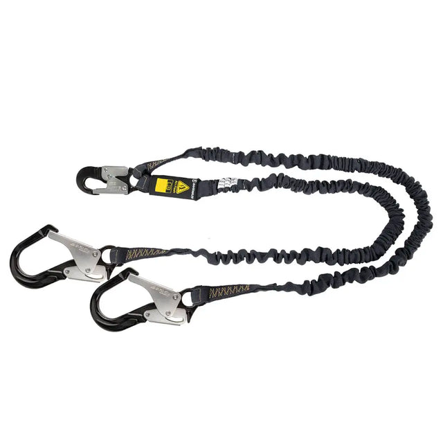 Arc Flash 6′ Internal Energy Absorbing Lanyard: Aramid, Dual Leg, Alu Rebar Hooks Safewaze