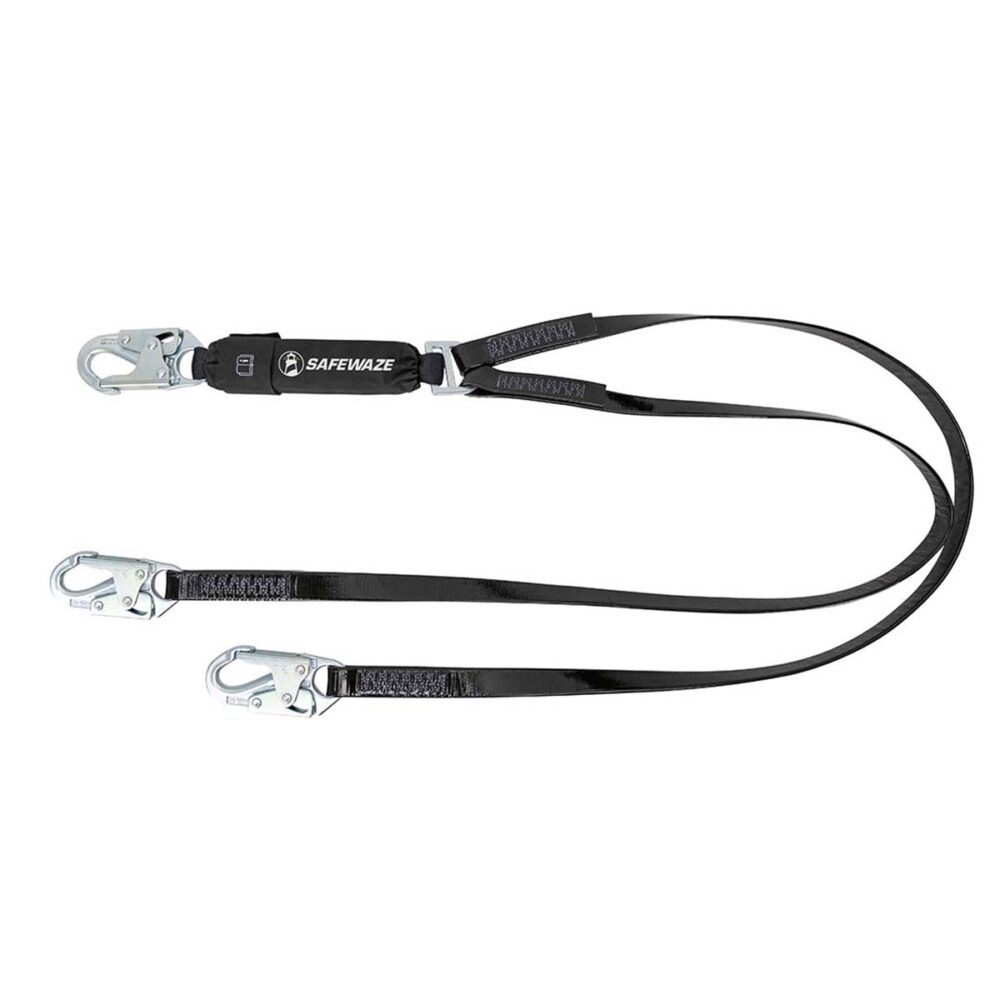 PRO-Shield 6′ Energy Absorbing Lanyard: Dual Leg, Snap Hooks Safewaze