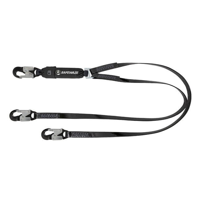 PRO-Shield 6′ Energy Absorbing Lanyard: Dual Leg, Alu Snap Hooks Safewaze