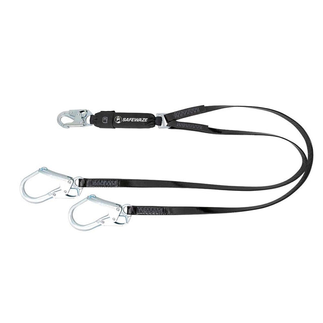 PRO-Shield 6′ Energy Absorbing Lanyard: Dual Leg, Rebar Hooks Safewaze