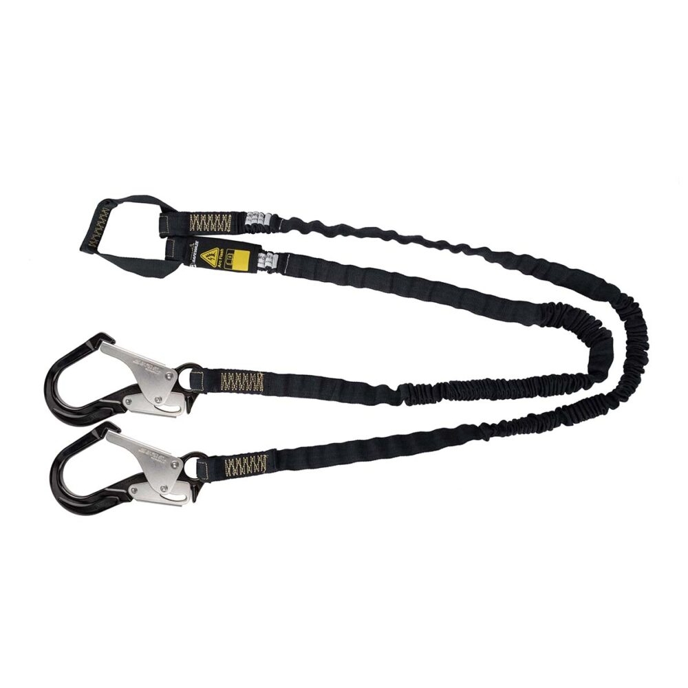 Arc Flash 6′ Internal Energy Absorbing Lanyard: Aramid, Dual Leg, Soft Loop, Alu Rebar Hook Safewaze