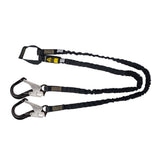 Arc Flash 6′ Internal Energy Absorbing Lanyard: Aramid, Dual Leg, Soft Loop, Alu Rebar Hook Safewaze