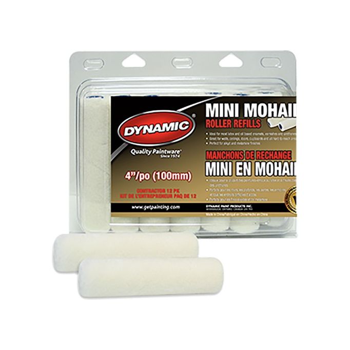 Dynamic 05408 4" x 3/16" (100mm x 4mm) Nap Mohair Mini Roller Cover (12pk) Dynamic