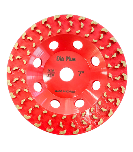 Dia Plus Vacuum Brazed Cup Wheel for Grinding Concrete, Epoxy, and Coatings VBCW7-T Dia Plus 7" Thread 5/8"-11