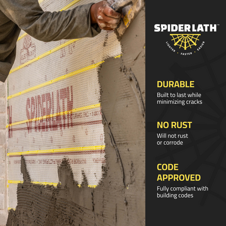 Self Furring Roll Fiberglass Lath 3.4 Metal Lath Alternative for Stucco, Stone & Masonry