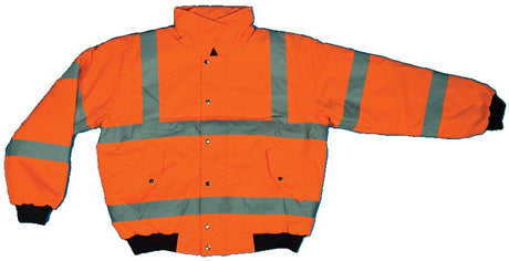 ANSI Class 3 Bomber Jacket 16390-45-2 Mutual Industries Orange Medium