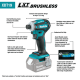 18V LXT® Lithium‑Ion Compact Brushless Cordless Quick‑Shift Mode™ 4‑Speed Impact Driver Kit (2.0Ah) Makita