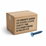 CON CONCRETE SCREWS - PHILLIPS FLAT (BLUE GUARD COATING) - #2 Phillips CONFB0316234 Daggerz 3/16" x 2-3/4" (Box of 1500)