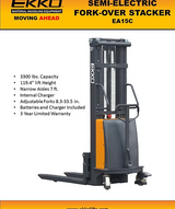 Semi-Electric Fork-Over Stacker with 119.3" Lift Height EKKO