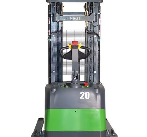 Full Powered Electric Straddle Stacker EB20CS with 177" Triple Mast with Lithium Battery EKKO