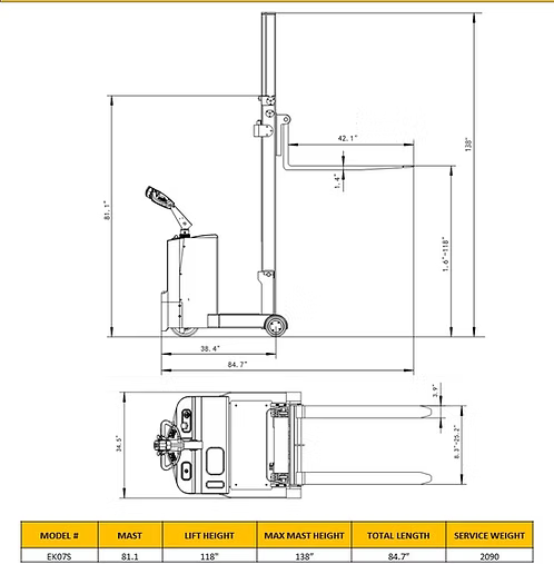 Counterbalance Walkie Stacker - AC motor with 118" Lift EKKO
