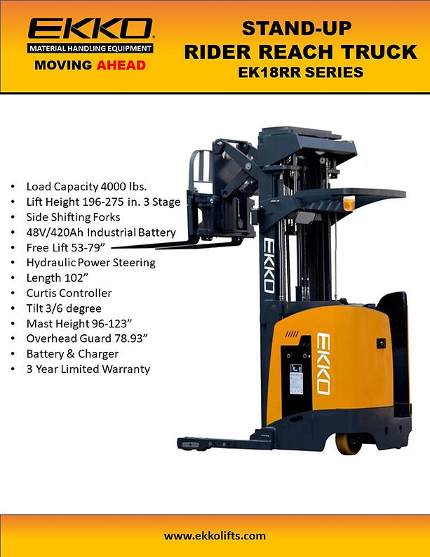 Stand-Up Narrow Aisle Reach Truck - 275" Lift Height EKKO