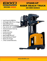 Stand-Up Narrow Aisle Reach Truck - 275" Lift Height EKKO