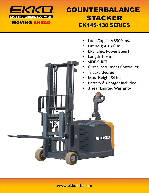 Counterbalanced Walkie Stacker with Side-Shifting - 130" Lift Height EKKO