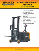 Counterbalanced Walkie Stacker with Side-Shifting - 130" Lift Height EKKO