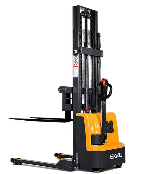 Full Powered Electric Straddle Stacker - German AC Motor with 3,000 lb Capacity at 145.67" Lift Height EKKO