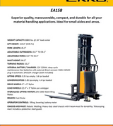 Semi-Electric Straddle Stacker, 3,300 lb Capacity with 119.4" Power Lift EKKO