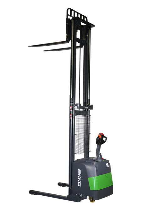 Electric Straddle Stacker EB18C with Lithium Battery and 118" Lift Height EKKO