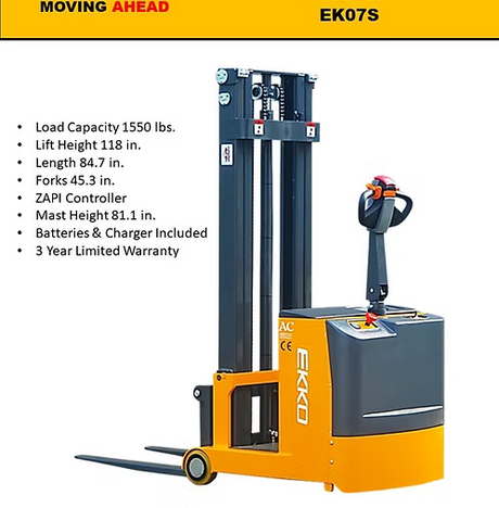 Counterbalance Walkie Stacker - AC motor with 118" Lift EKKO