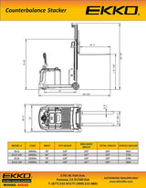 Counterbalanced Walkie Stacker - 130" Lift with 3,300 lb EKKO