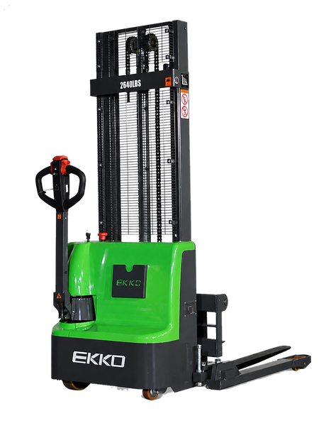 Lithium Iron Phosphate Electric Straddle Stacker - 2640 lb Capacity with 72" Low-Profile Mast EKKO