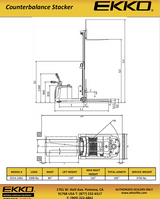 Lithium Powered Counterbalanced Walkie Stacker - 3,300 lb Capacity, 130" Lift Height EKKO