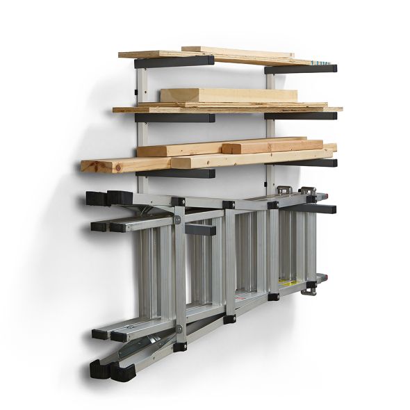 4-Level Lumber Storage Rack – White and Gray - Bora