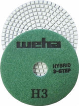 4" Weha 3 Step Hybrid Diamond Polishing Pad Set of 3 Weha