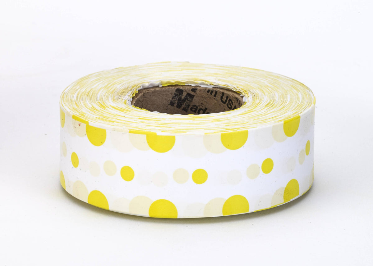 Flagging Tape - Ultra Standard (144 Rolls) 16002-341-1875 Mutual Industries Yellow/White Dot