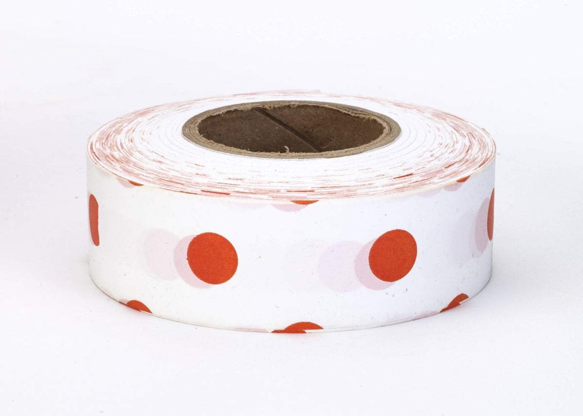 Flagging Tape - Ultra Standard (144 Rolls) 16002-345-1875 Mutual Industries Orange/White Dot