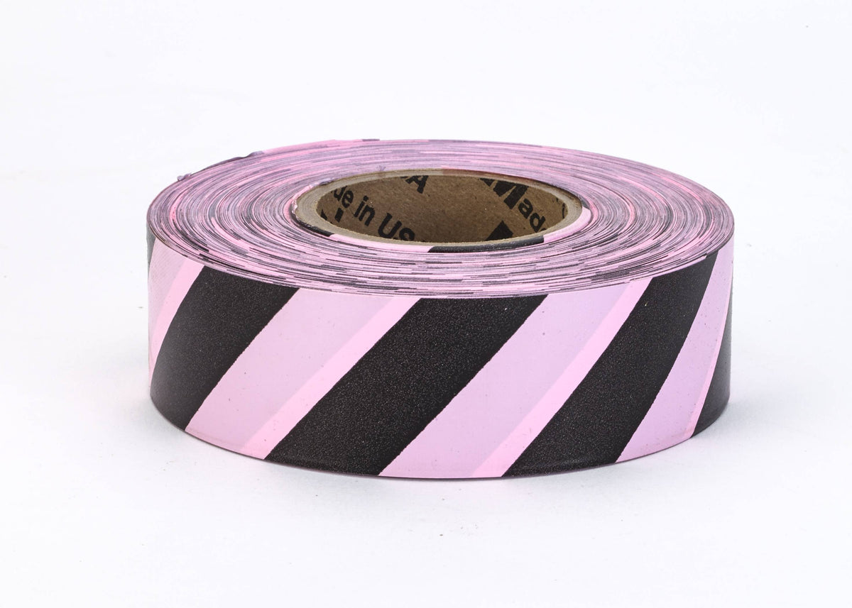 Flagging Tape - Ultra Standard (144 Rolls) 16002-7591-1875 Mutual Industries Std Pink/Black Stripe