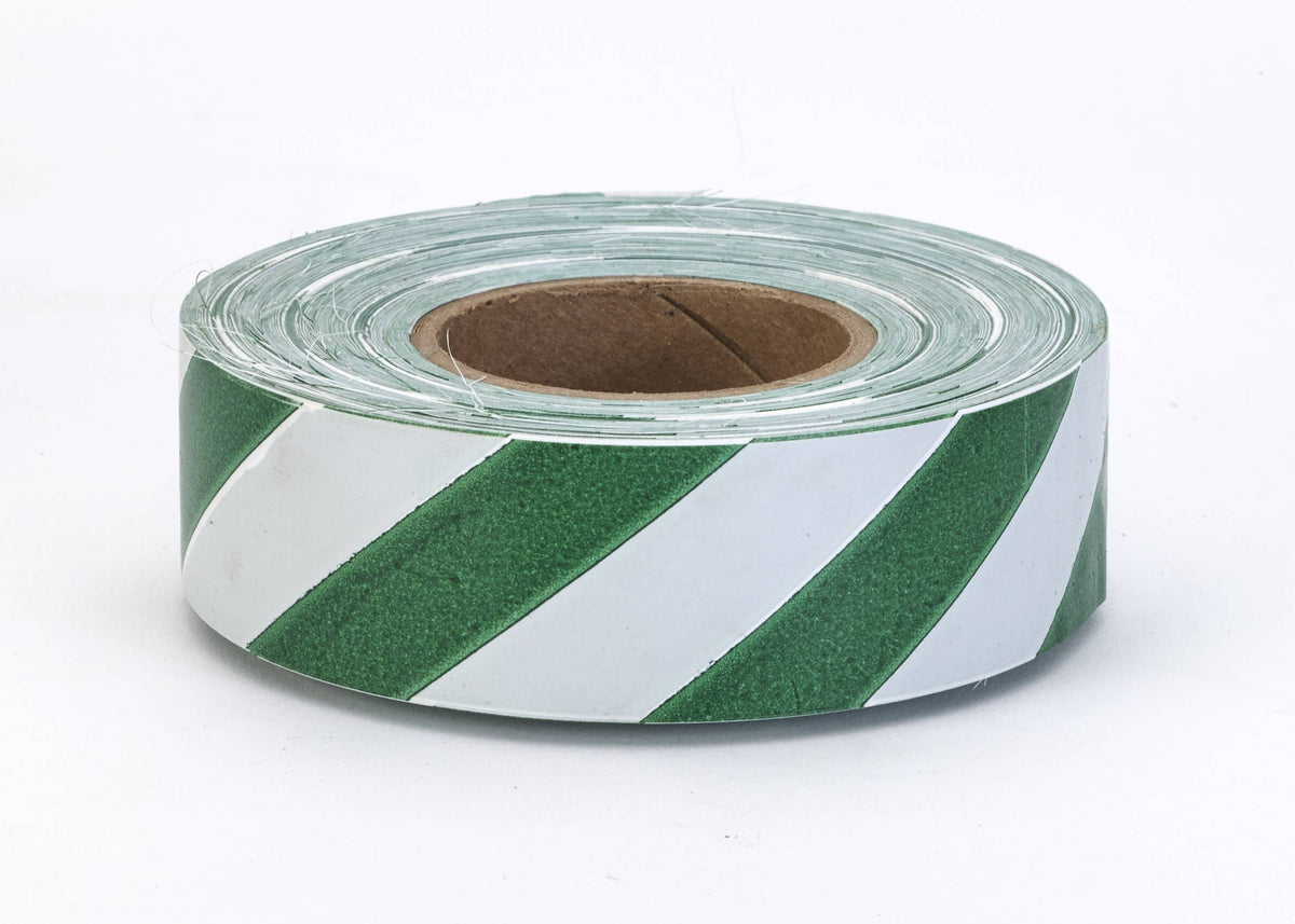 Flagging Tape - Ultra Standard (144 Rolls) 16002-239-1875 Mutual Industries Green/White Stripe