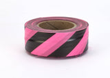 Flagging Tape - Ultra Standard (144 Rolls) 16002-17591-1875 Mutual Industries Glo Pink/Black Stripe
