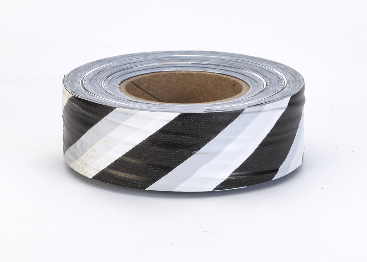 Flagging Tape - Ultra Standard (144 Rolls) 16002-1091-1875 Mutual Industries White/Black Stripe