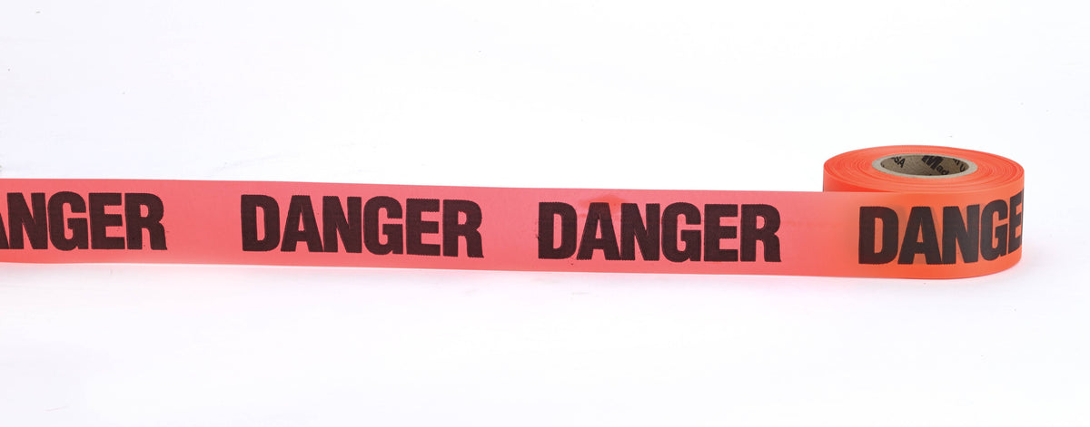 Flagging Tape - Printed (108 Rolls) 16003-145-0 Mutual Industries Glo Orange Danger