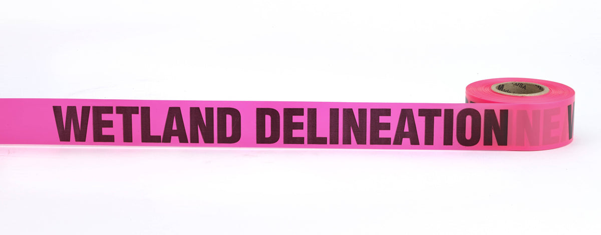 Flagging Tape - Printed (108 Rolls) 16003-175-0 Mutual Industries Glo Pink Wetland Deliniation